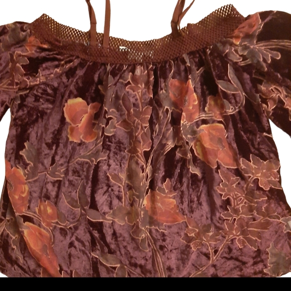 American Rag Purple Floral Velour Blouse - Picture 3 of 4